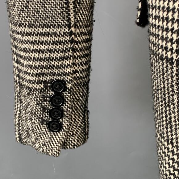 MICHAEL by MICHAEL KORS Size S Black White Wool Blend Plaid Double Breasted Coat - Picture 5 of 12